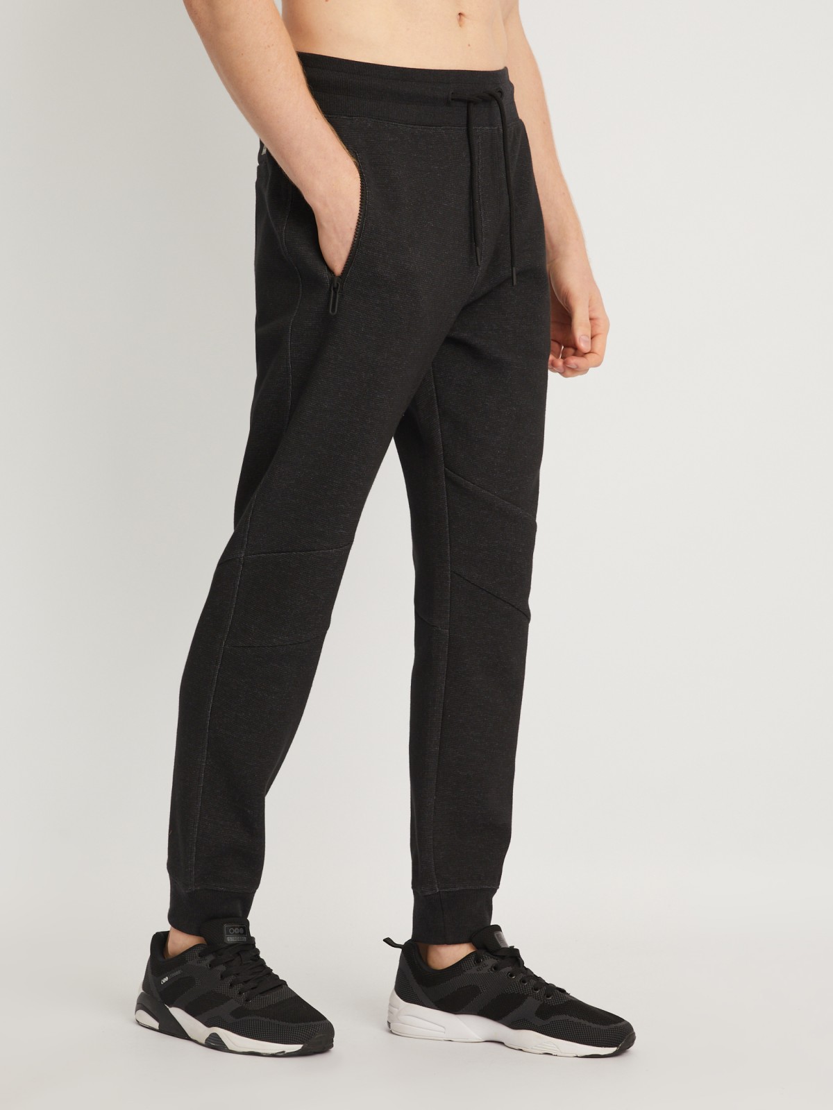 Трикотажные брюки-джоггеры в спортивном стиле zolla 014127679013, цвет черный, размер S - фото 4