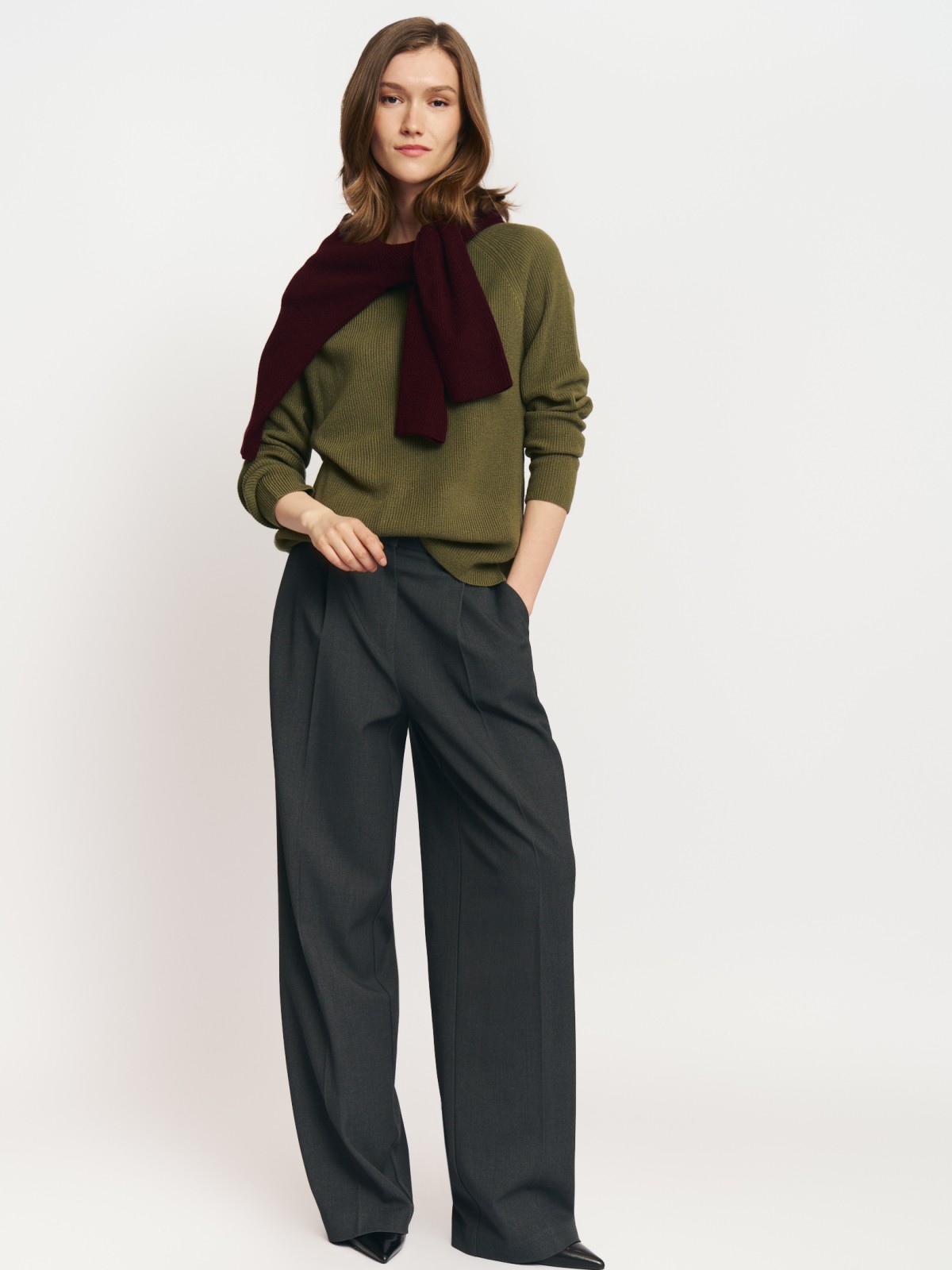 Вязаный джемпер из акрила с длинным рукавом