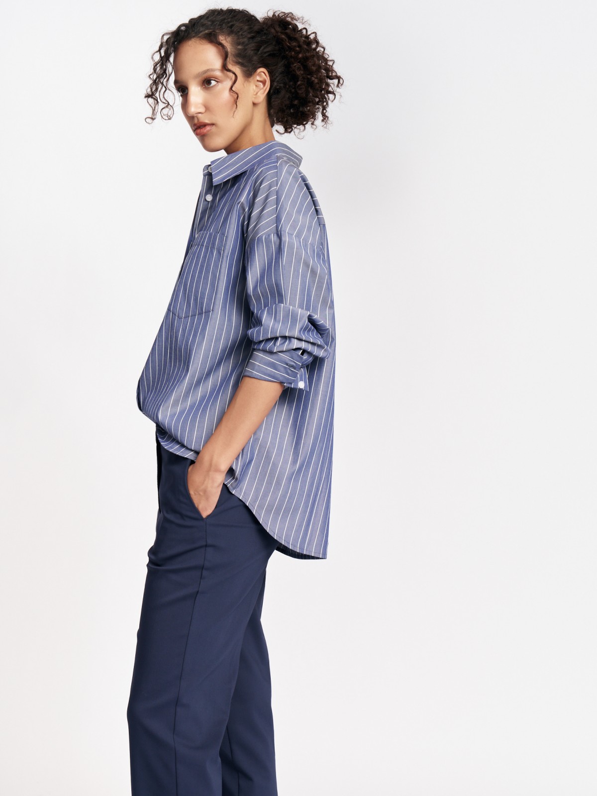 Рубашка свободного силуэта в полоску