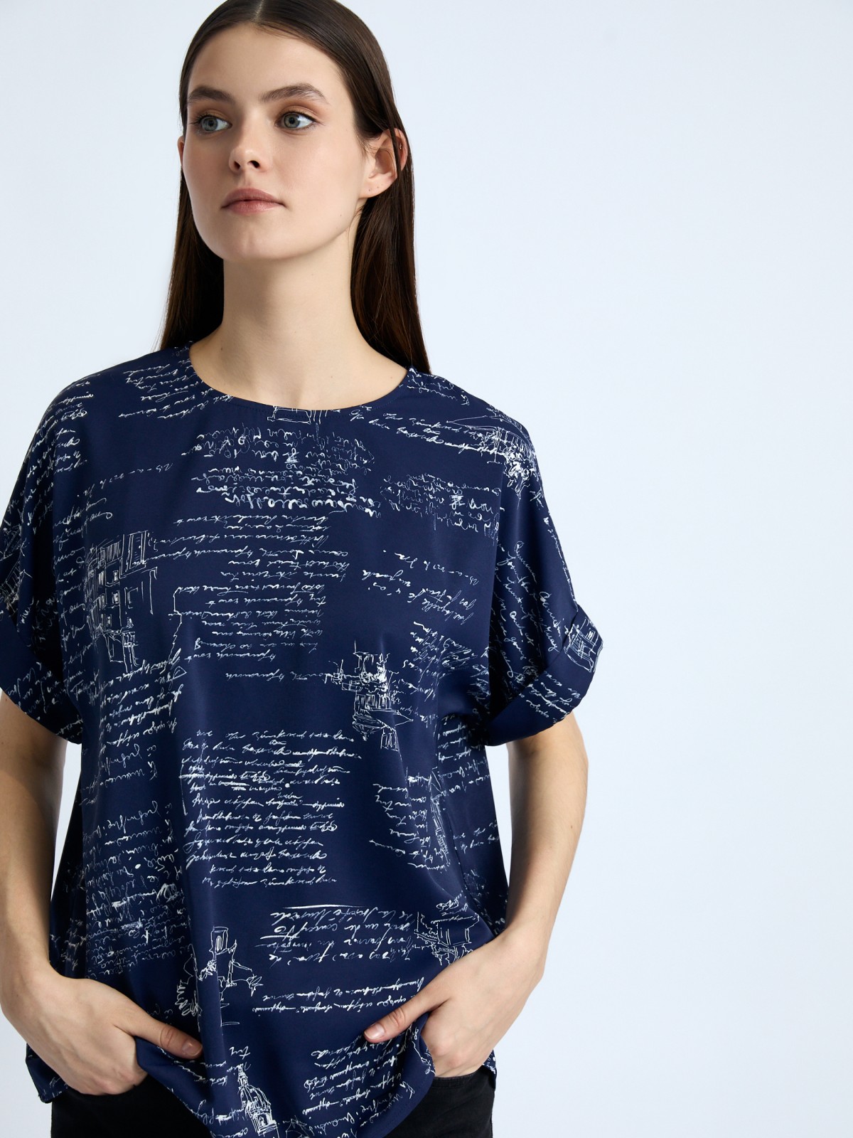 Блузка с коротким рукавом и принтом