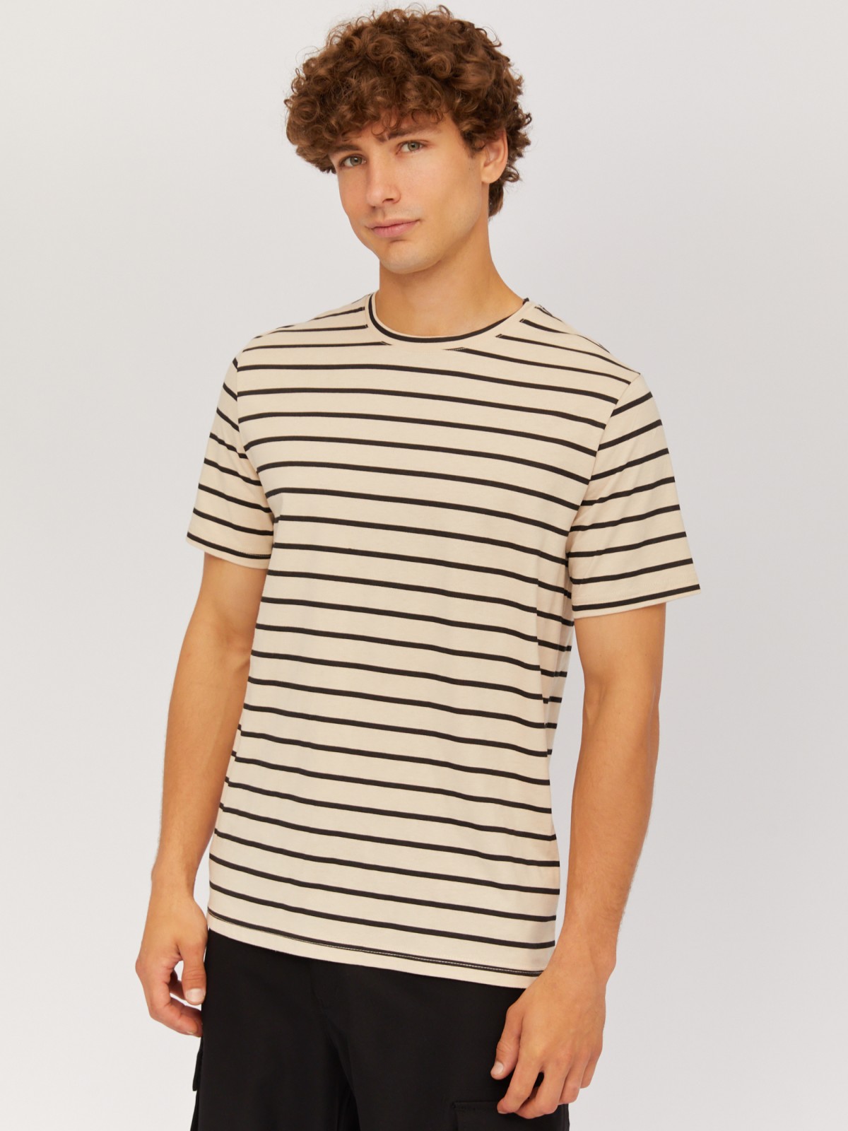 Футболка из хлопка с узором в полоску