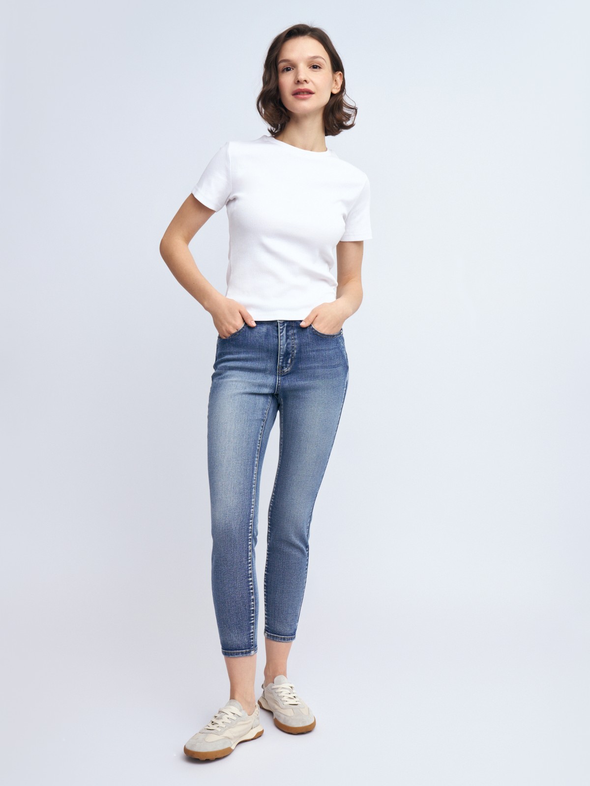 Джинсы силуэта Skinny с молниями