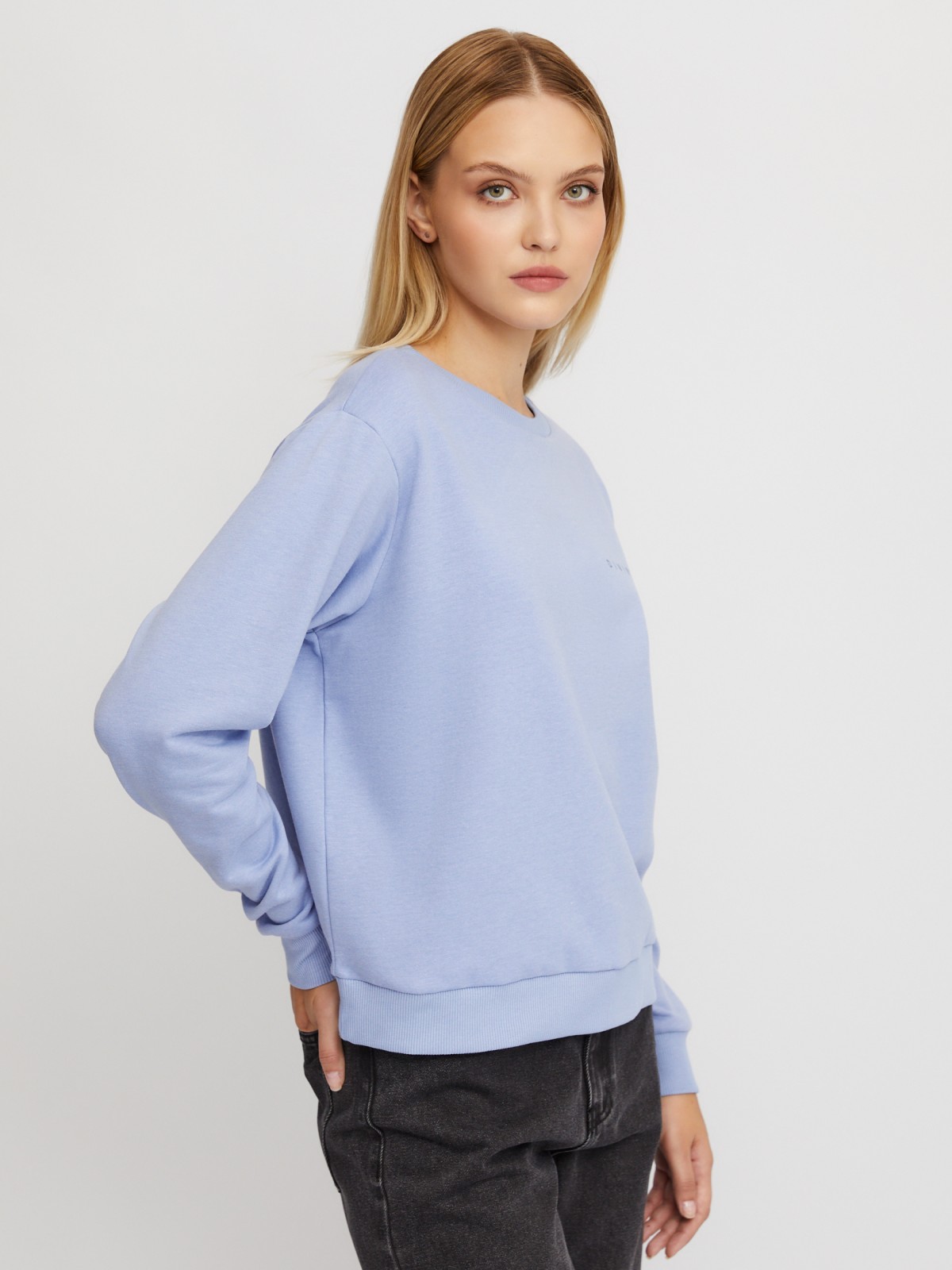 Утеплённый свитшот с принтом-надписью