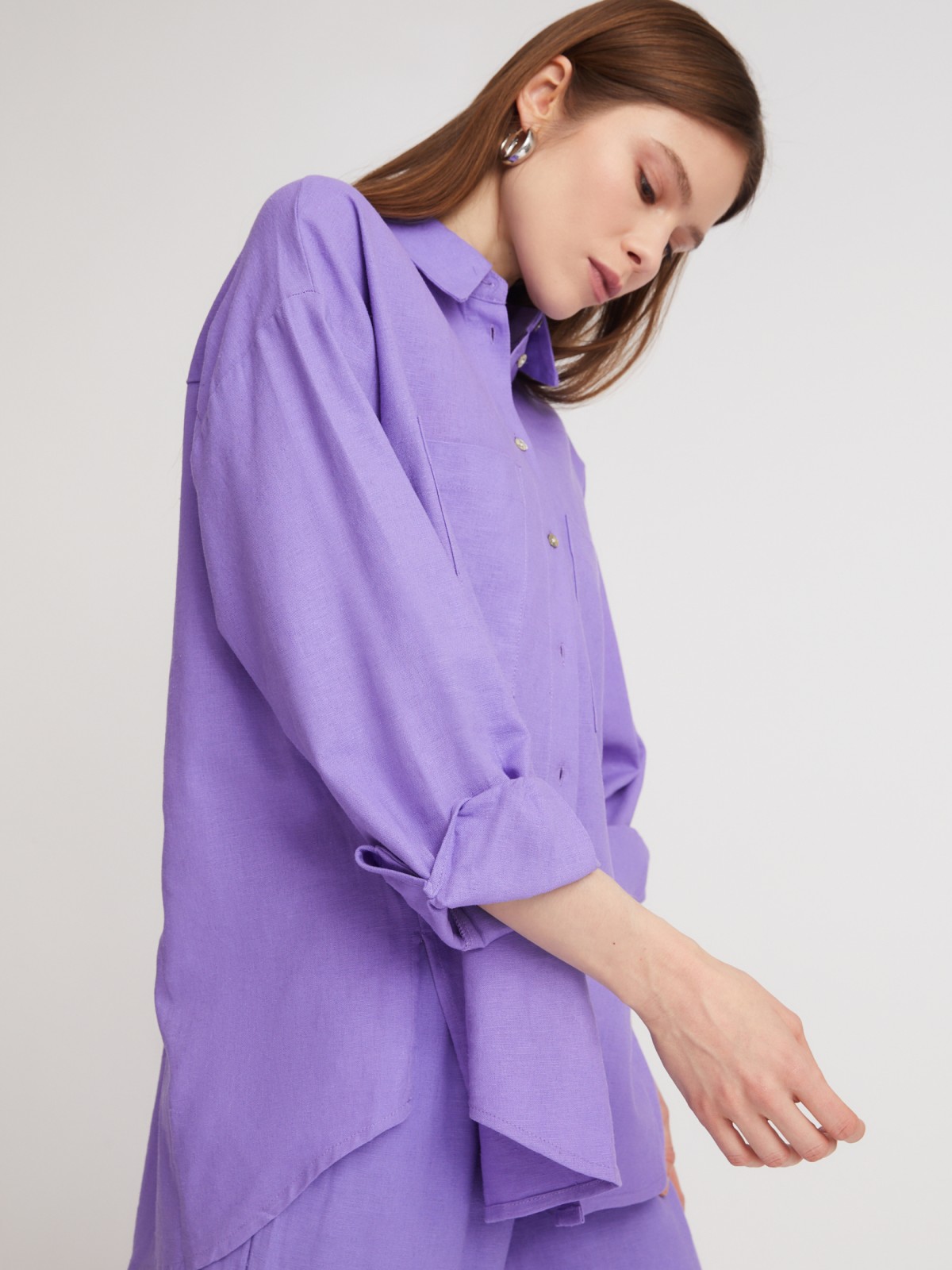 Блузка с  длинными рукавами zolla 223241162023, цвет фиолетовый, размер XS - фото 3