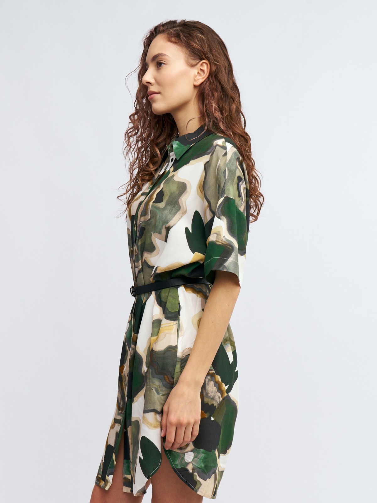 Платье-рубашка мини из вискозы