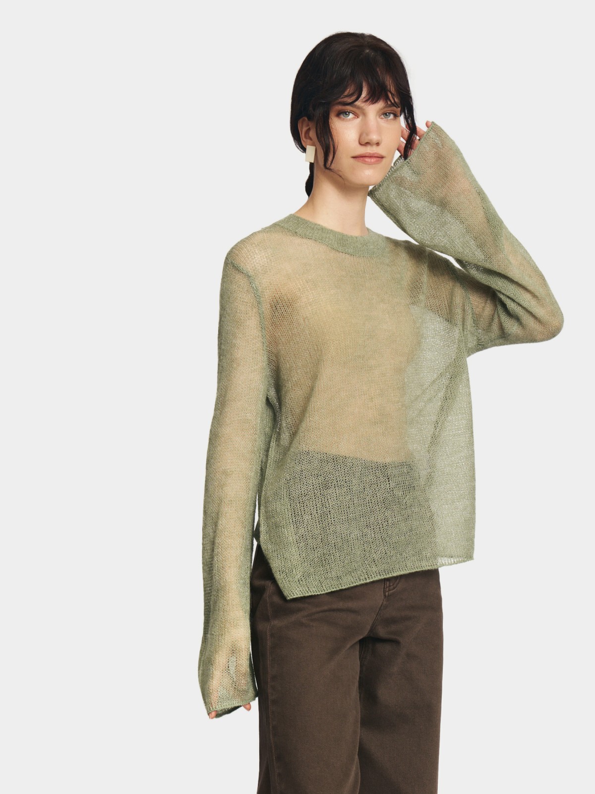 Вязаный полупрозрачный джемпер