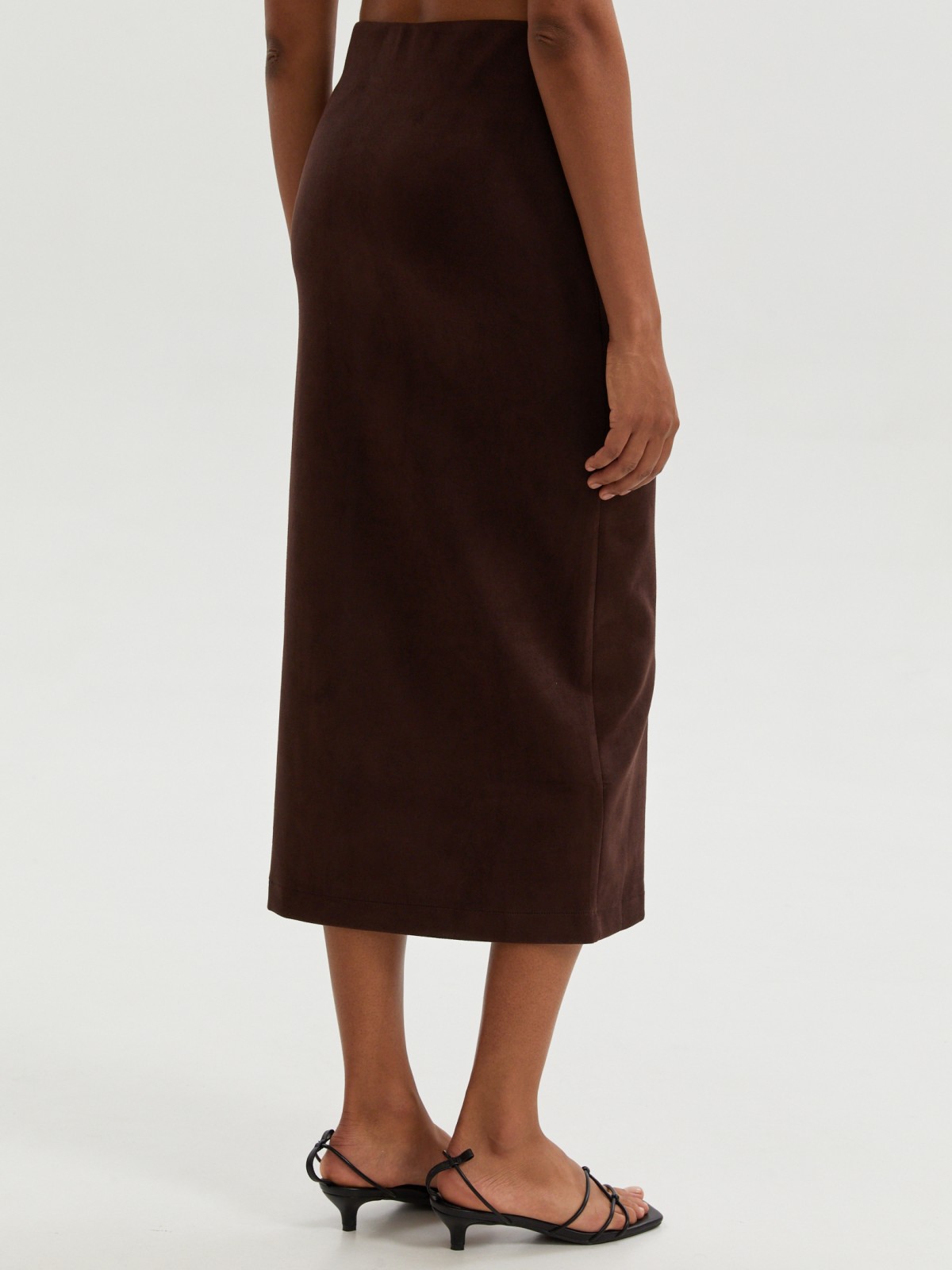 Юбка миди из экозамши с разрезом