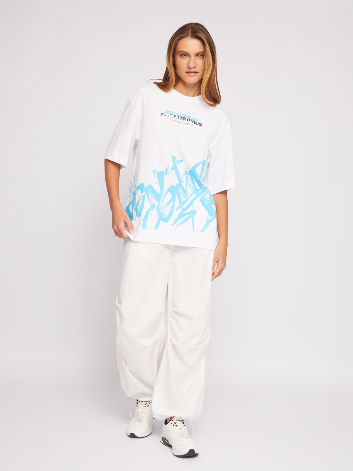 Футболка оверсайз из хлопка с надписями