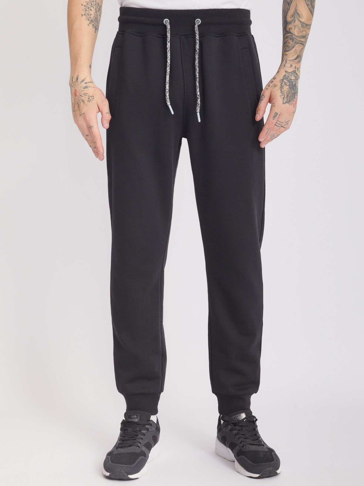 Утеплённые трикотажные брюки-джоггеры в спортивном стиле zolla 213337675022, цвет черный, размер M - фото 2