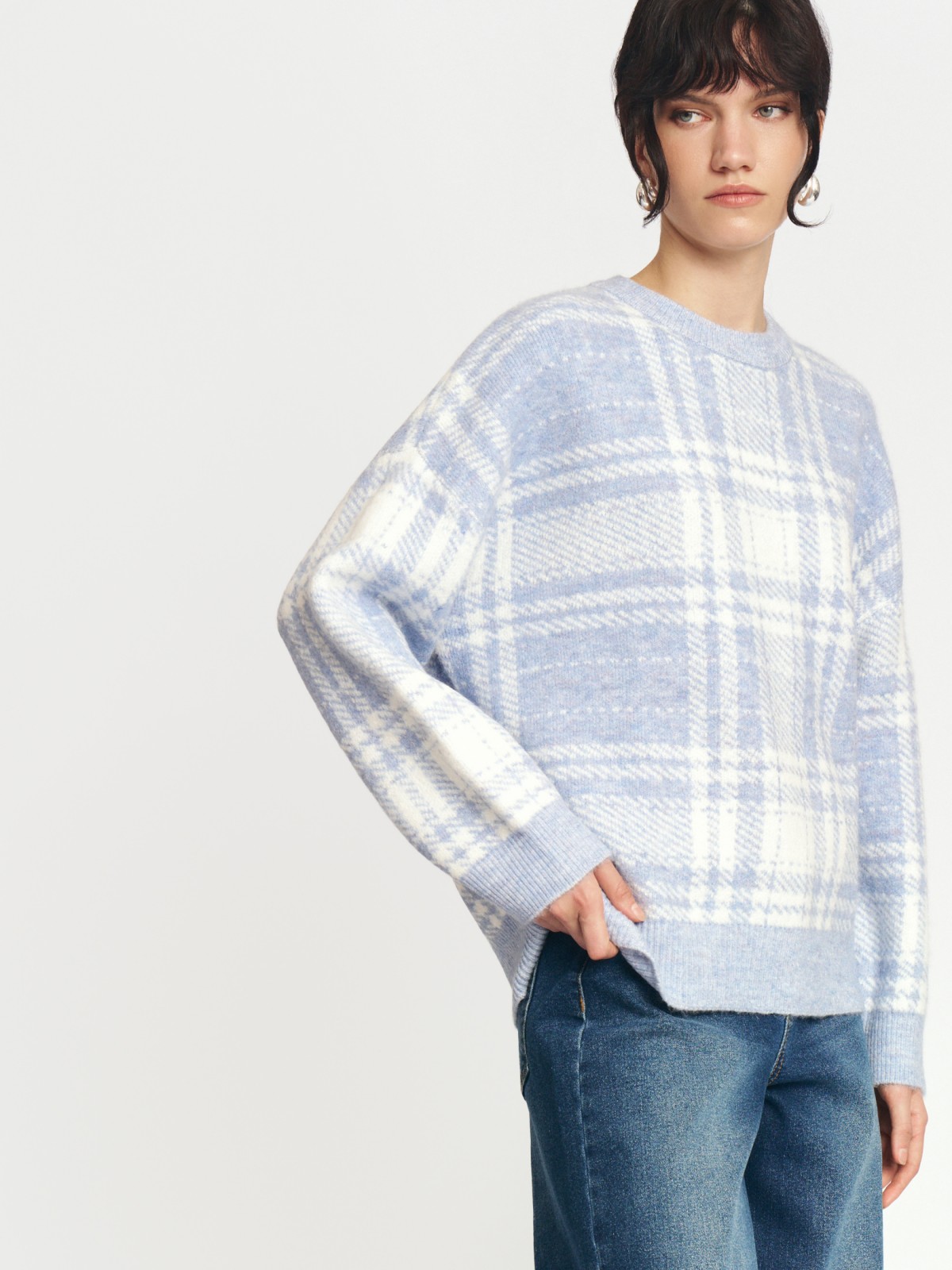 Вязаный джемпер в клетку