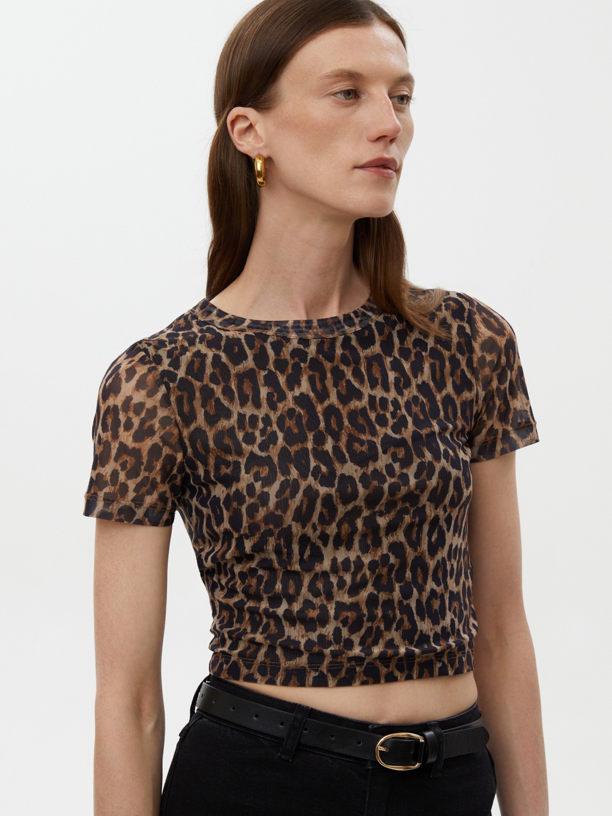 Топ-футболка из сетки с принтом