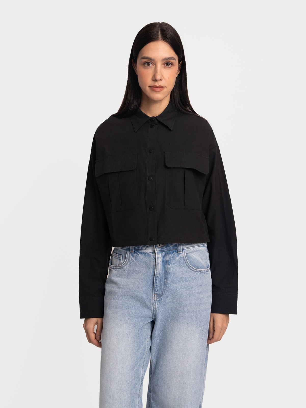 Блузка-рубашка из хлопка на кулиске