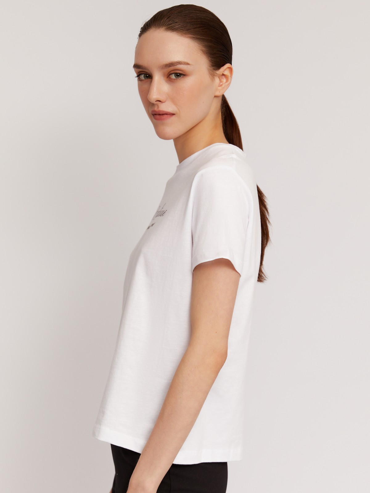 Футболка из хлопка с коротким рукавом и надписью