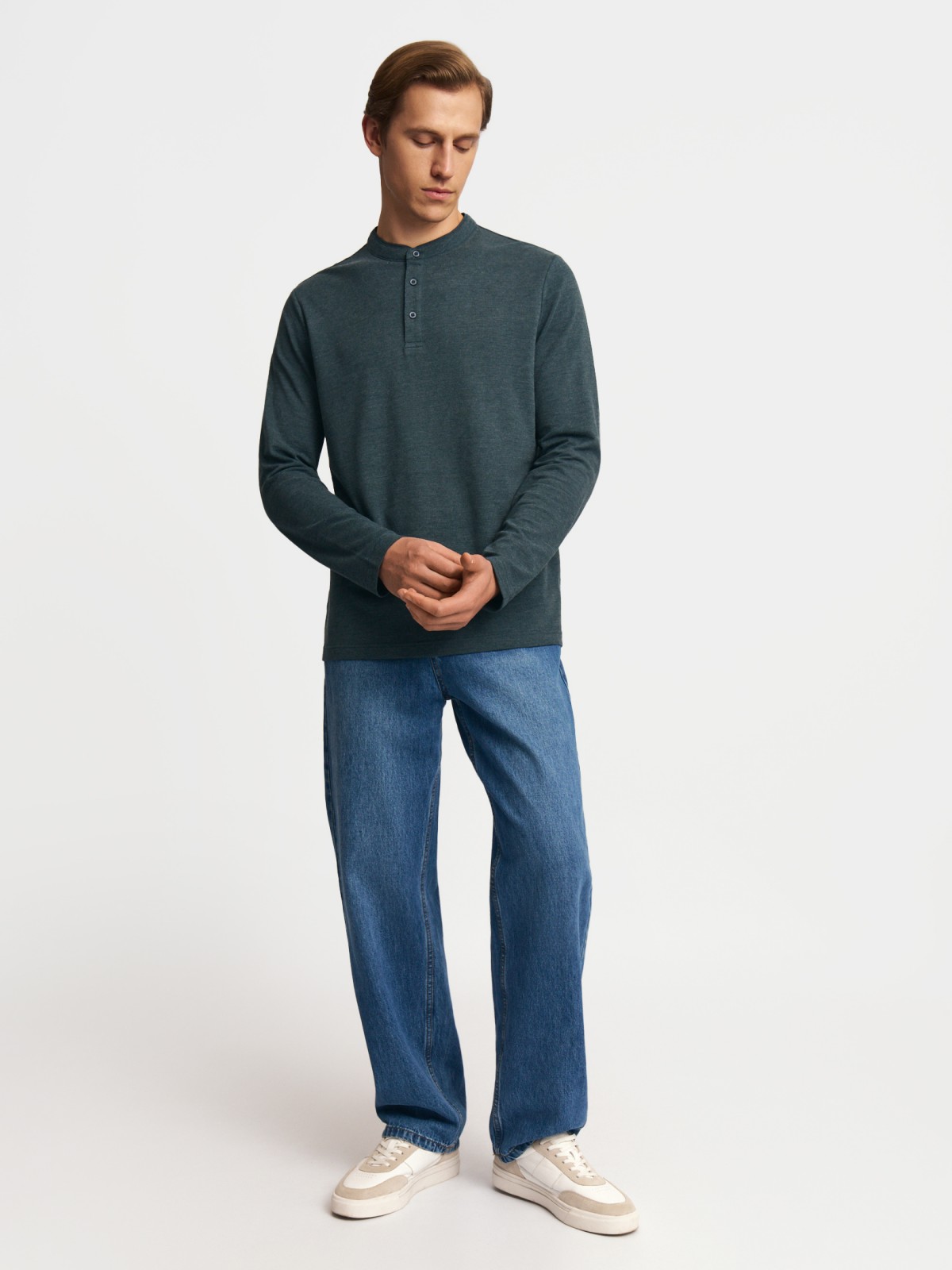 Лонгслив хенли с длинным рукавом