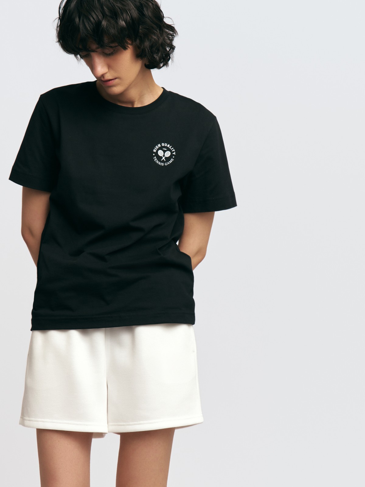 Футболка из хлопка со спортивным принтом