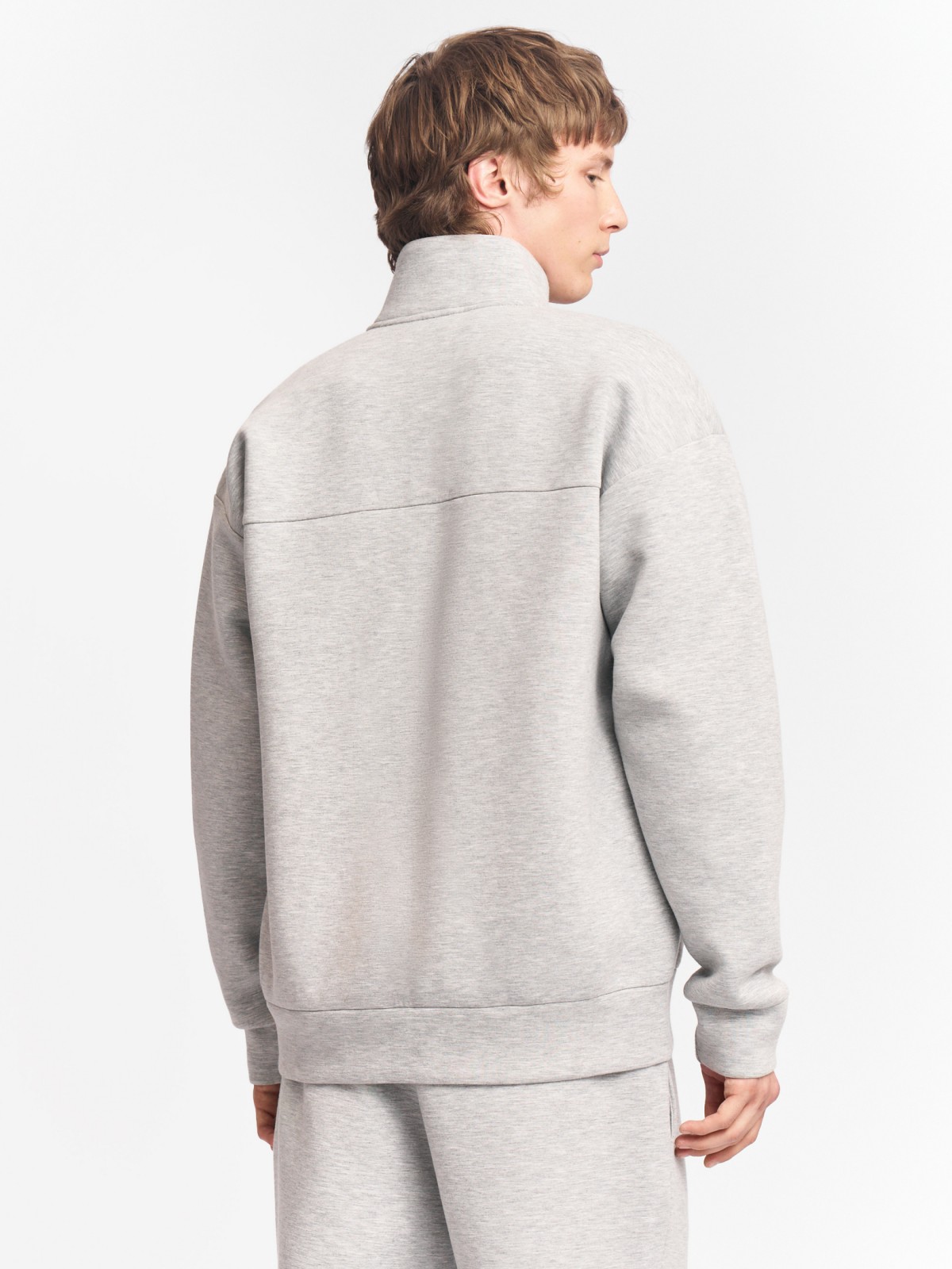 Толстовка на молнии с воротником однотонная