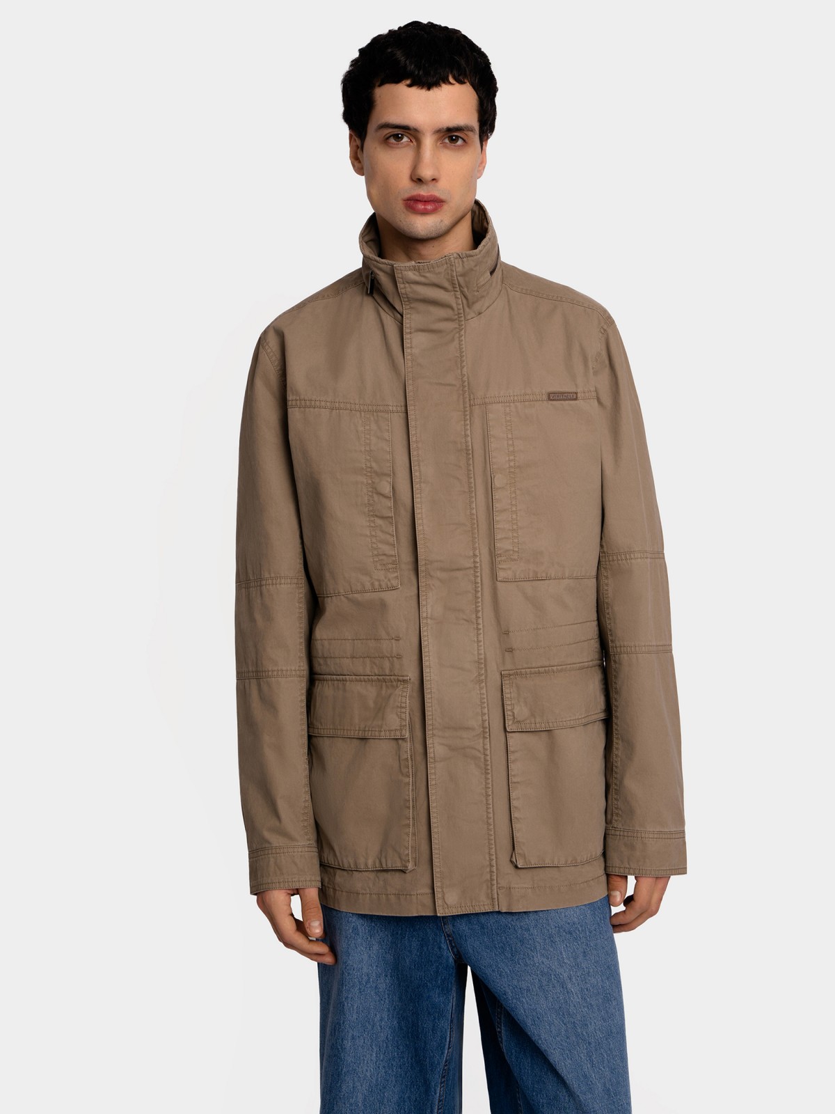 Куртка-ветровка из хлопка с воротником-стойкой