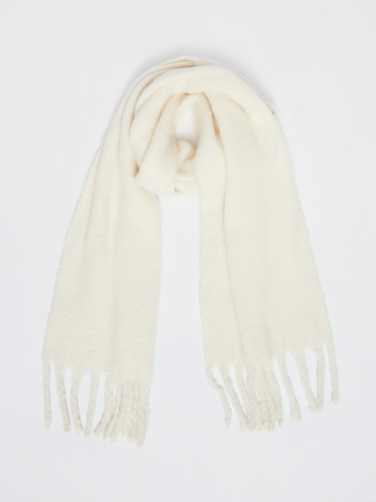 Тёплый тканевый шарф с длинной бахромой