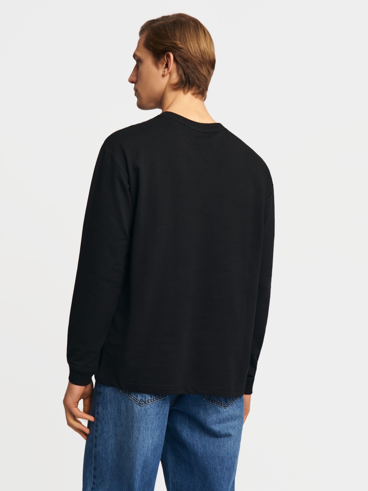 Трикотажный лонгслив из хлопка с длинным рукавом