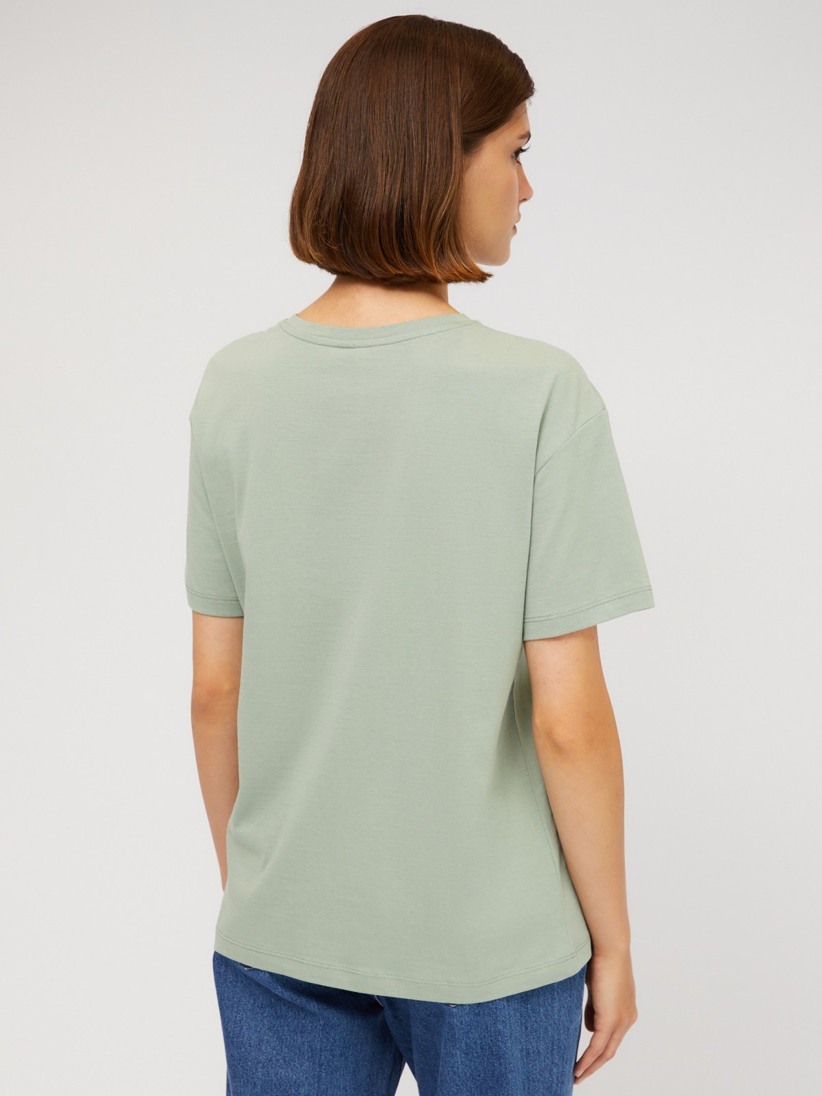 Футболка свободного силуэта из хлопка с принтом