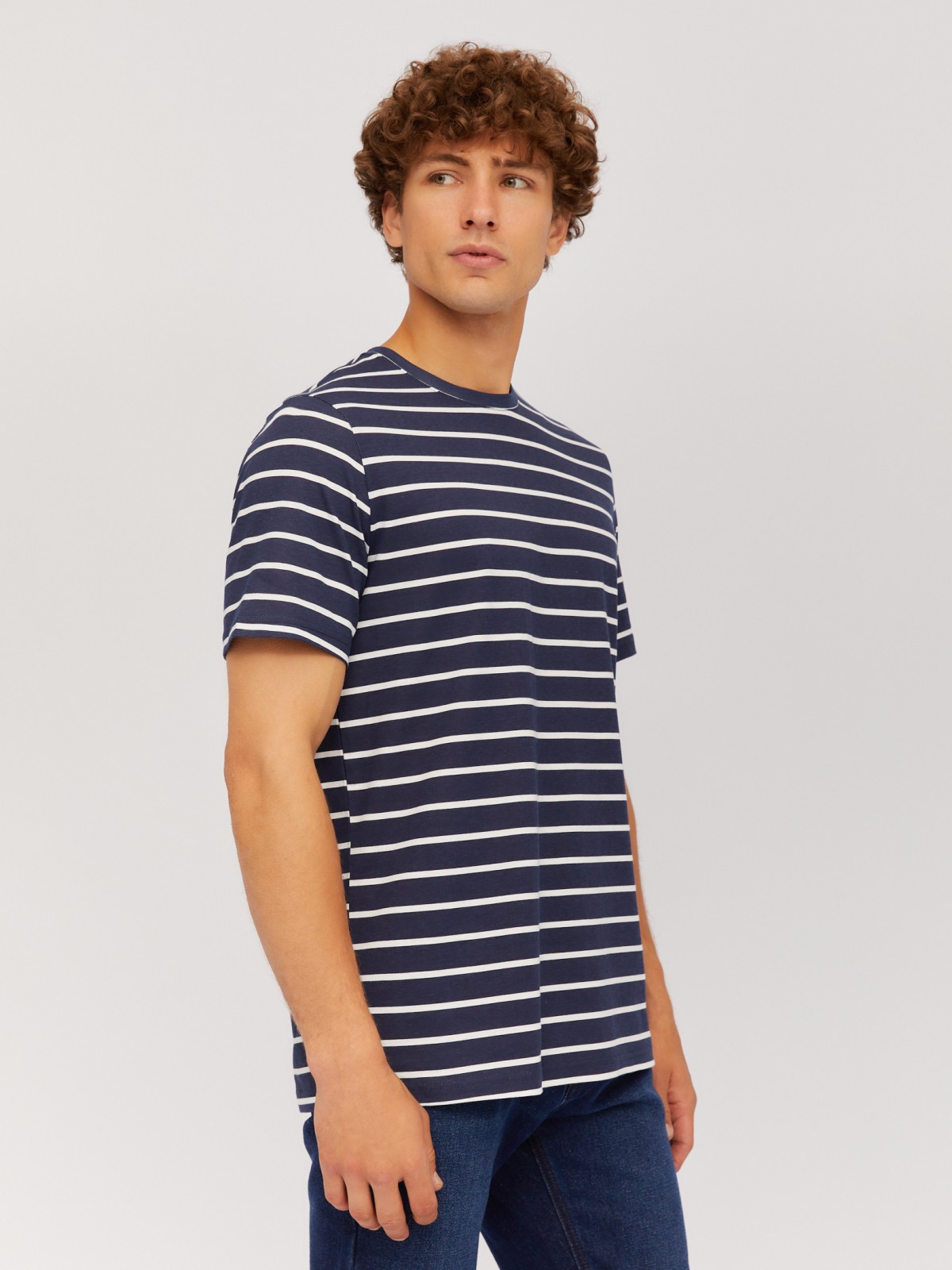 Футболка из хлопка с узором в полоску