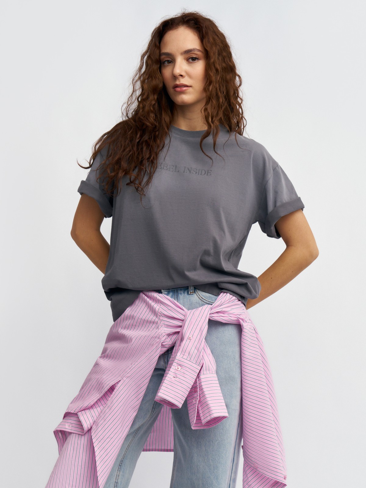 Футболка оверсайз из хлопка с надписью