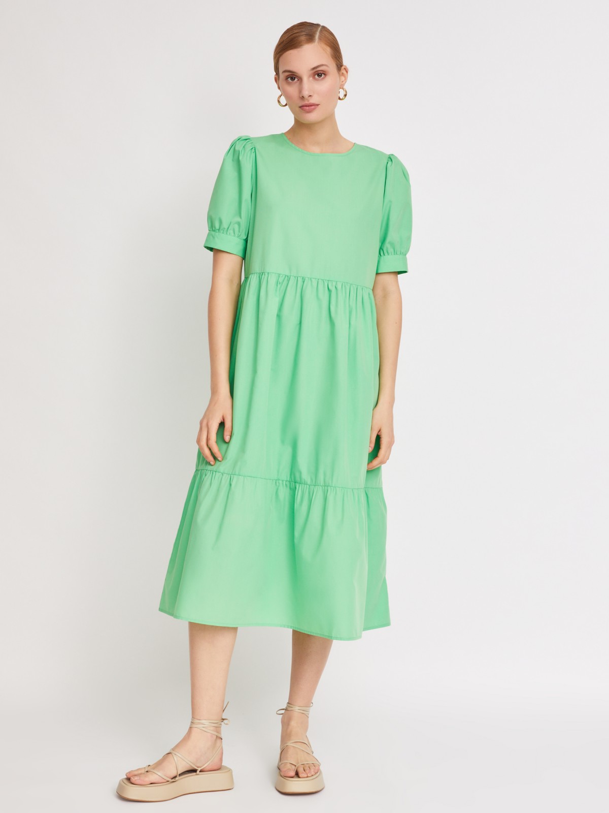 Ярусное платье длины миди zolla 223228259053, цвет светло-зеленый, размер XS - фото 2