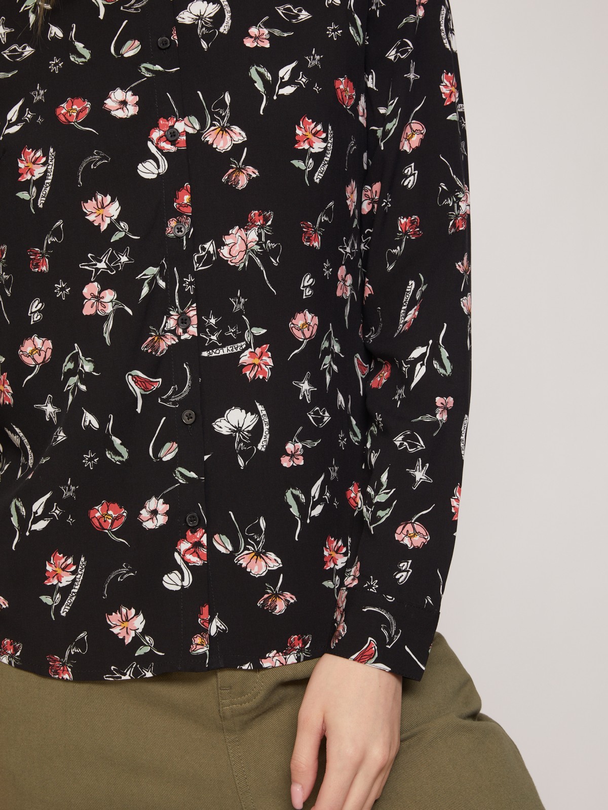 Блузка-рубашка с цветочным принтом