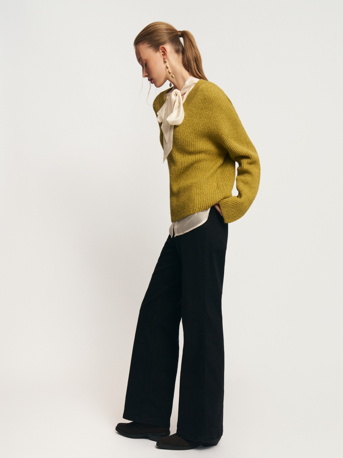 Вязаный пуловер с шерстью