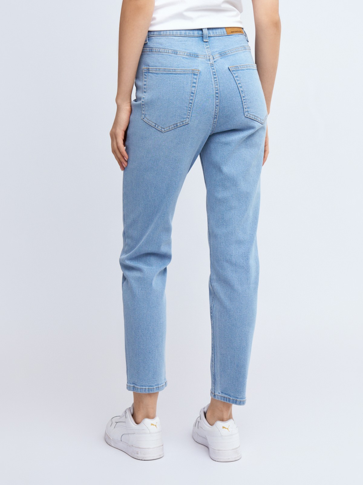 Джинсы силуэта Mom Slim с высокой посадкой