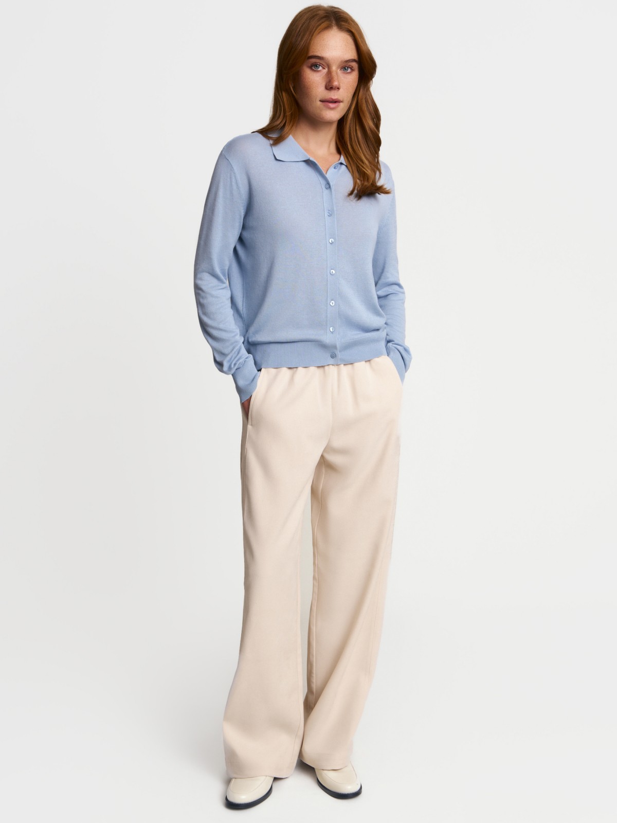 Трикотажный кардиган с воротником