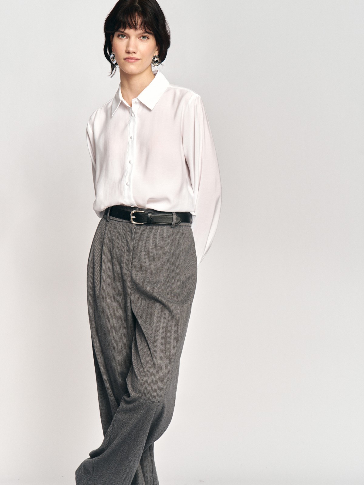 Рубашка прямого фасона с длинным рукавом