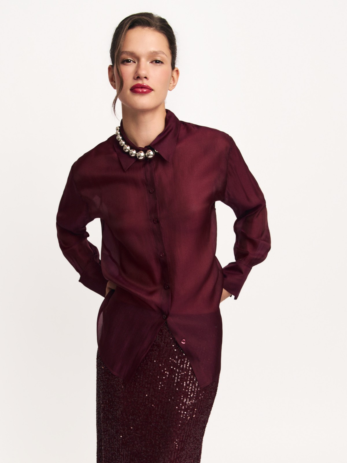 Полупрозрачная рубашка из органзы