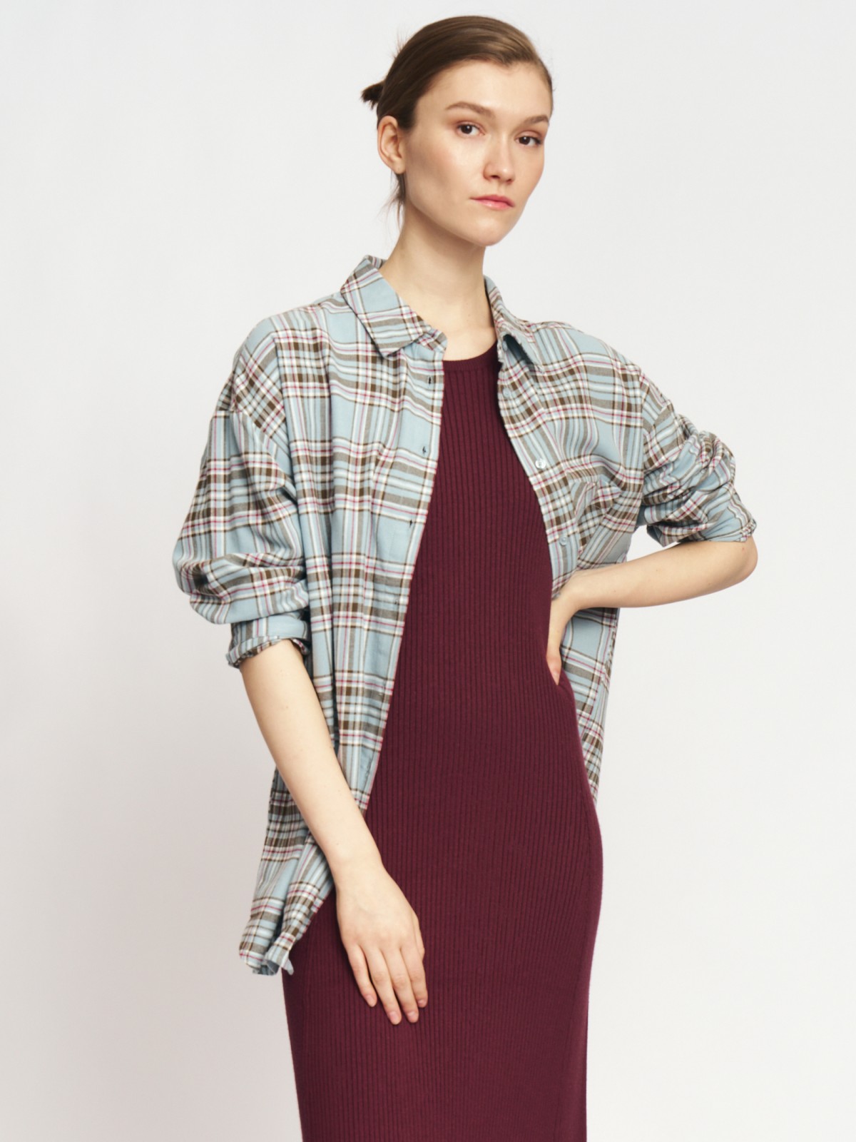 Фланелевая рубашка из хлопка в клетку