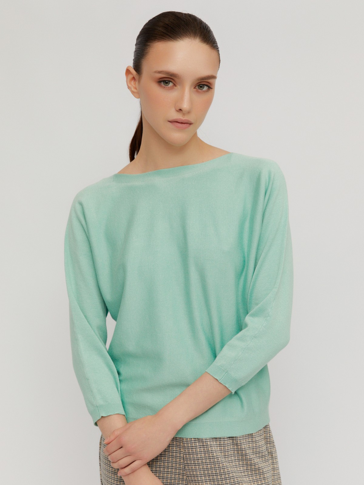 Джемпер из вязаного трикотажа с вырезом-лодочка