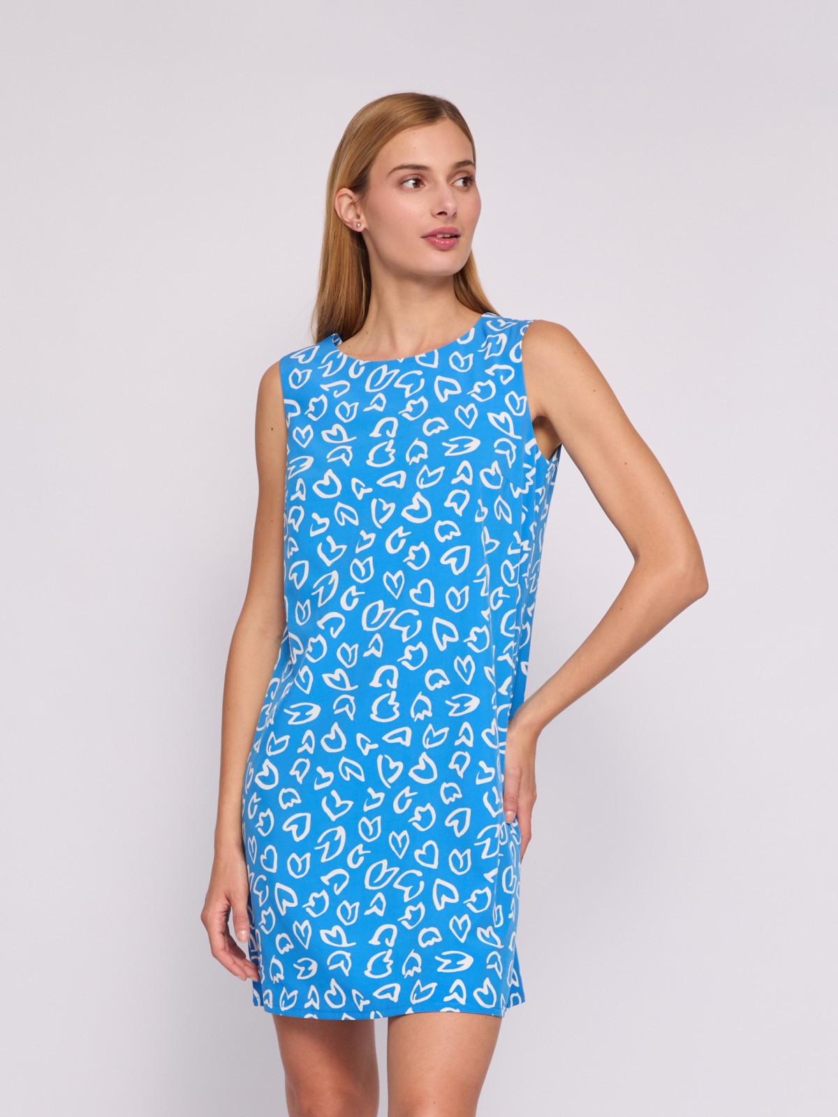 Платье мини без рукавов с вырезом на спине zolla 024238262402, цвет светло-голубой, размер XS - фото 3