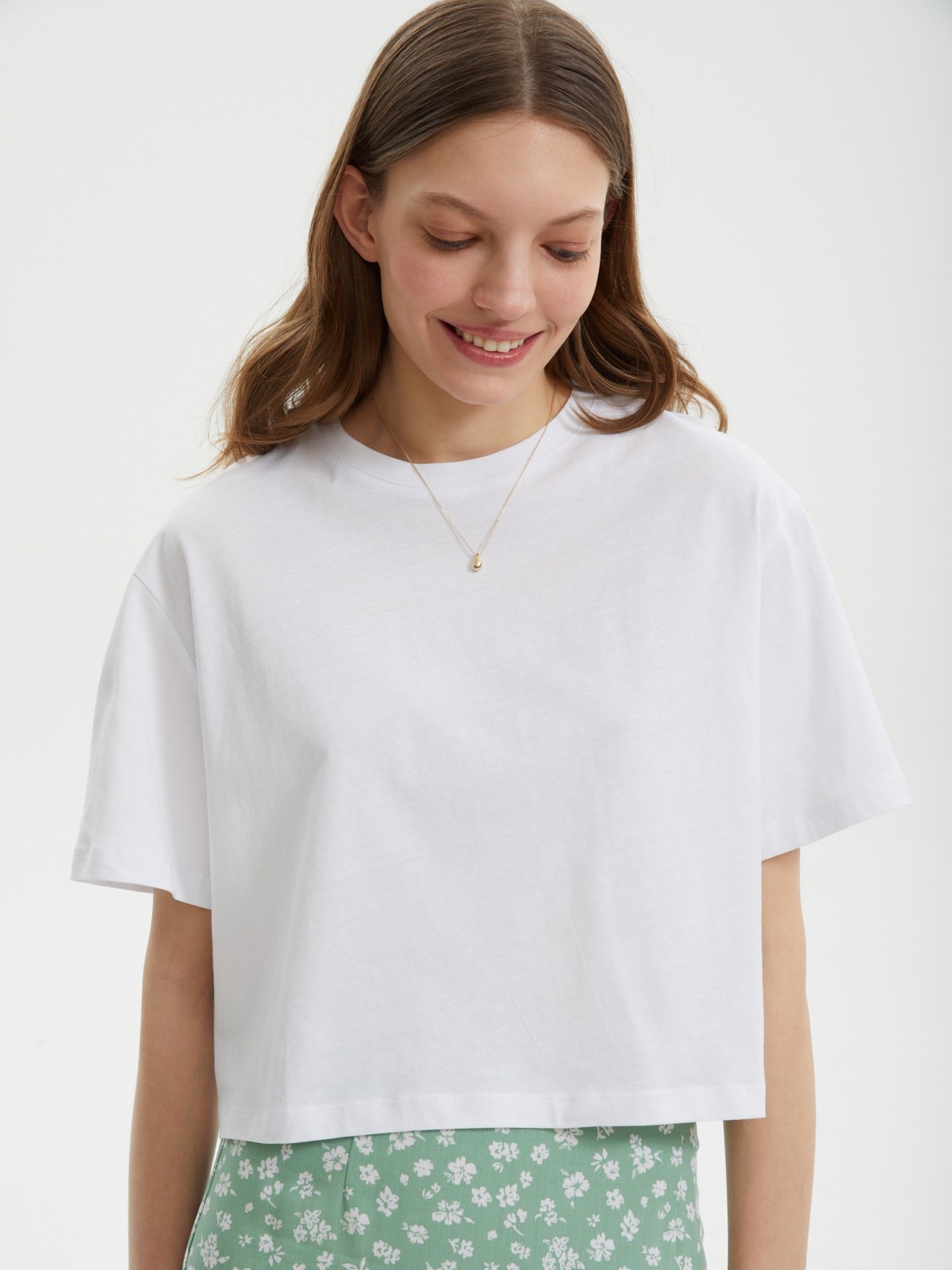 Футболка-топ из хлопка с коротким рукавом