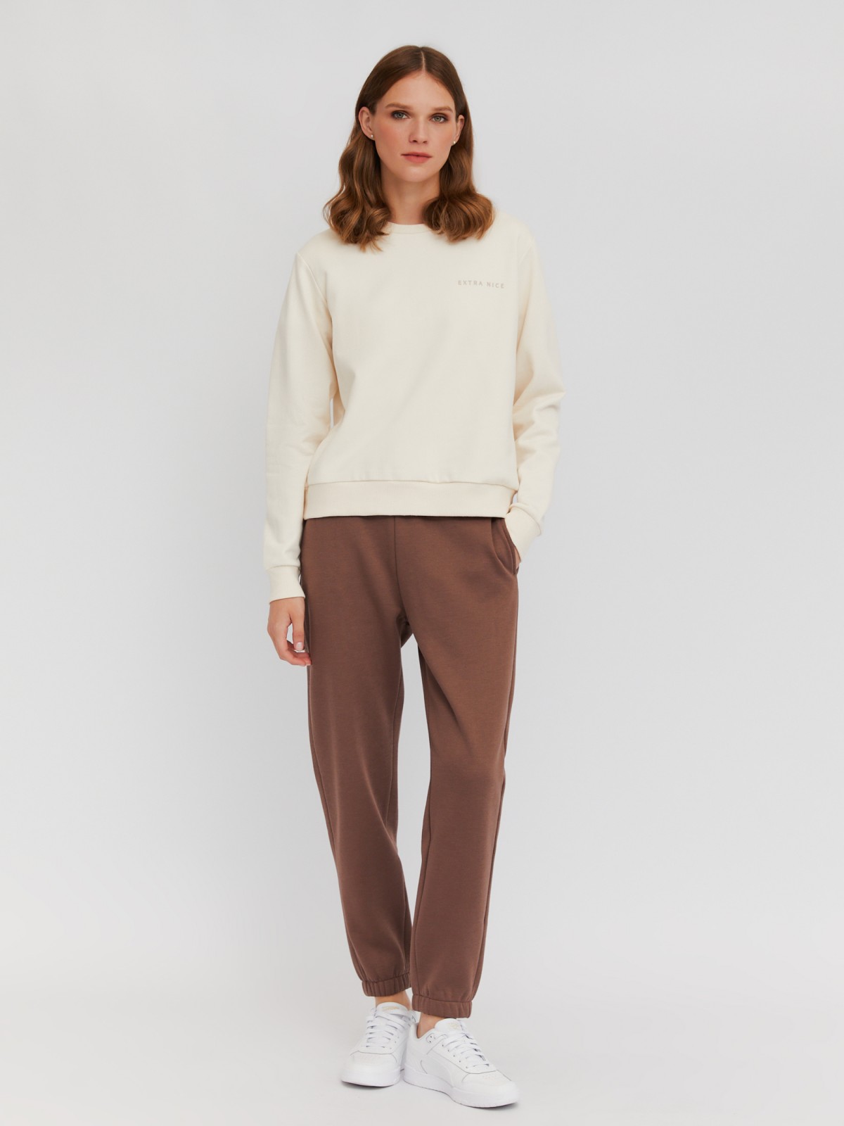 Утеплённый свитшот с принтом-надписью