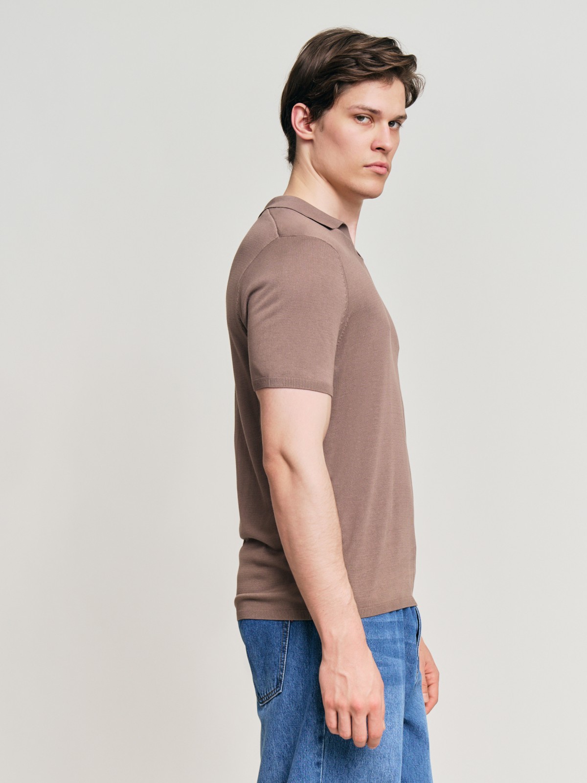 Трикотажный джемпер поло с коротким рукавом