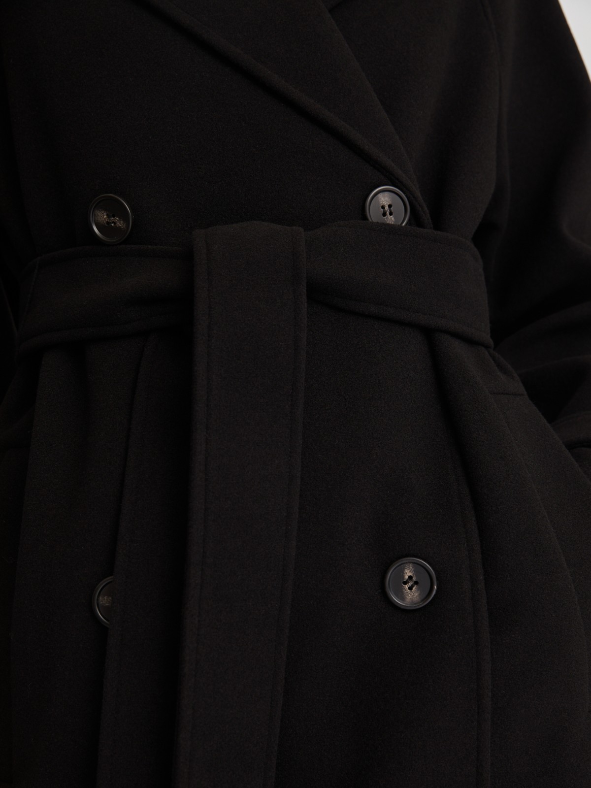 Длинное пальто-тренч без утеплителя с рукавами реглан и поясом zolla 024125866024, цвет черный, размер XS - фото 6