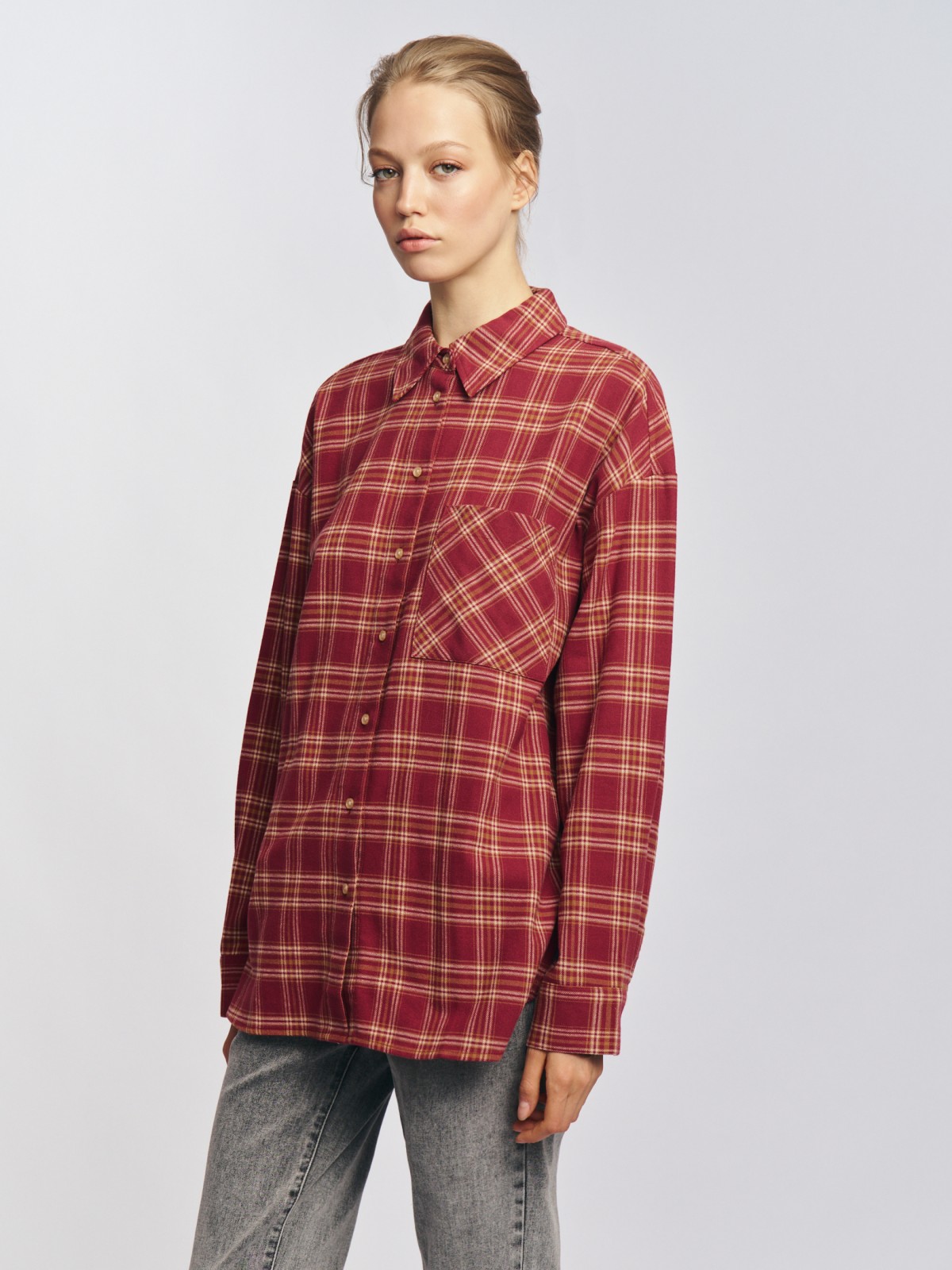 Фланелевая рубашка из хлопка в клетку