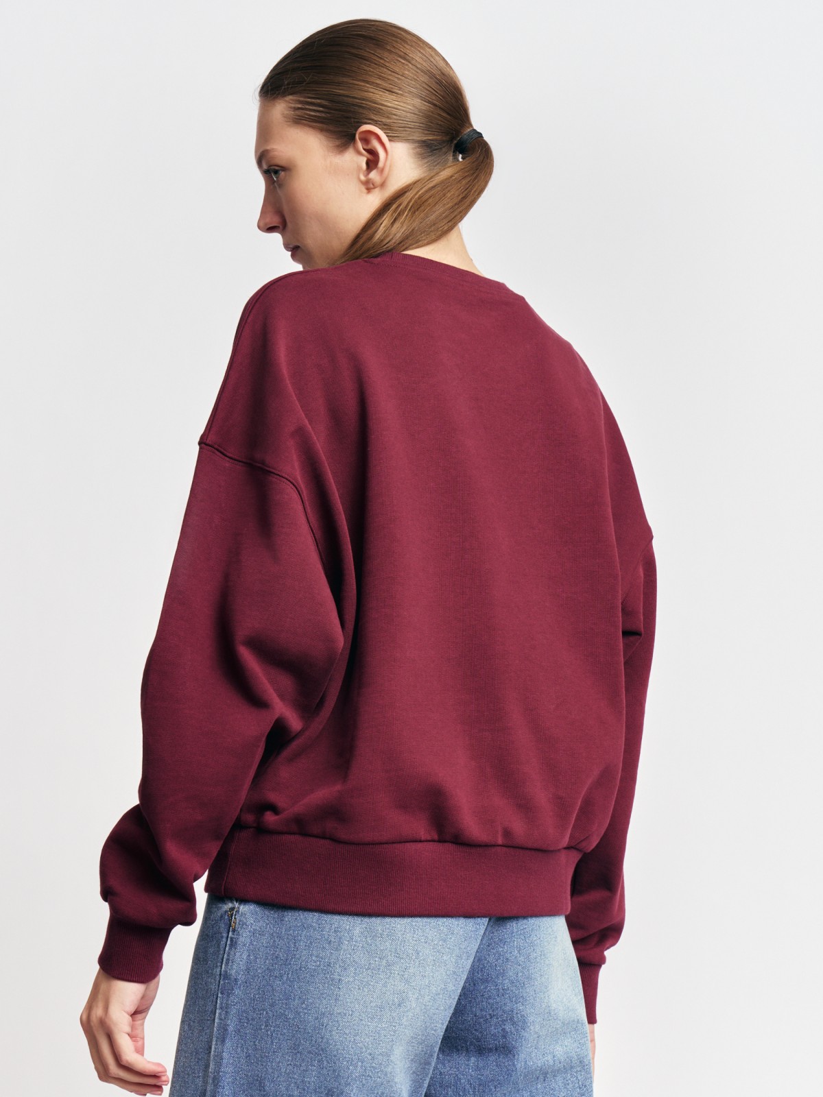 Свитшот оверсайз из хлопка с принтом