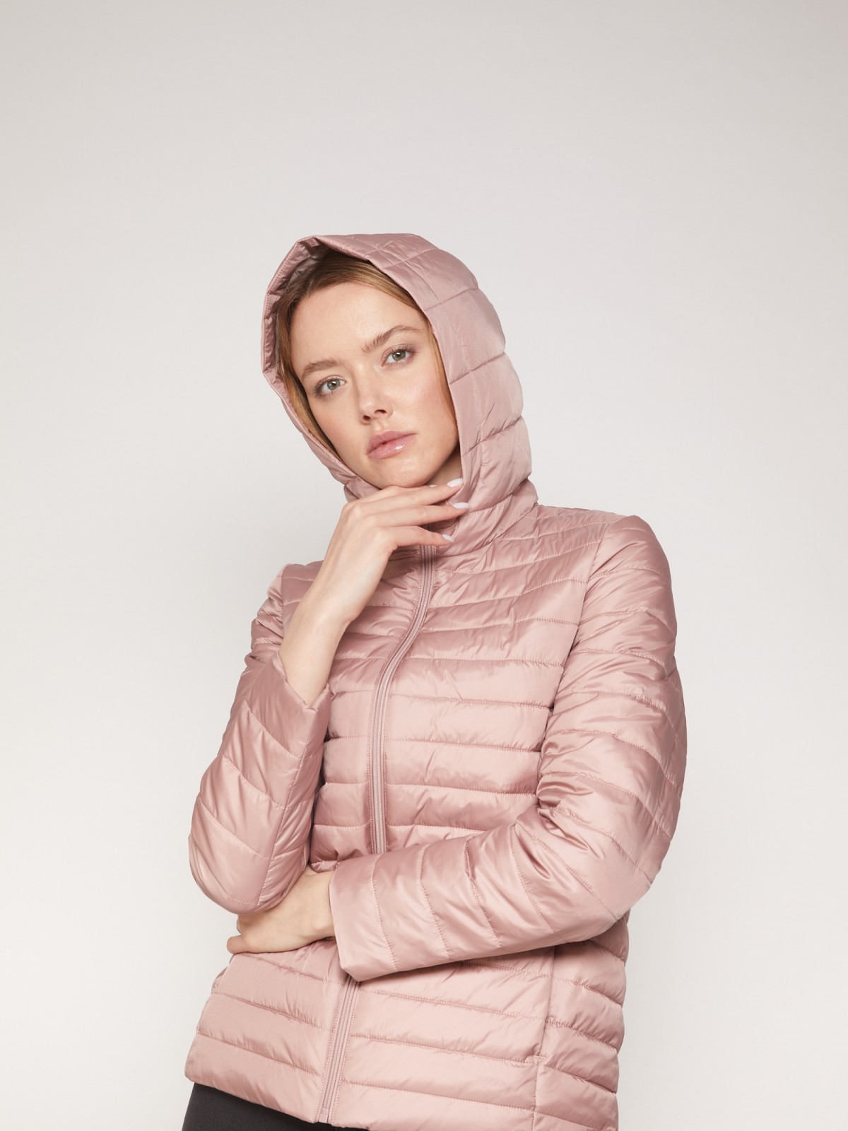 Лёгкая куртка с капюшоном zolla 021335112024, цвет розовый, размер XS - фото 5