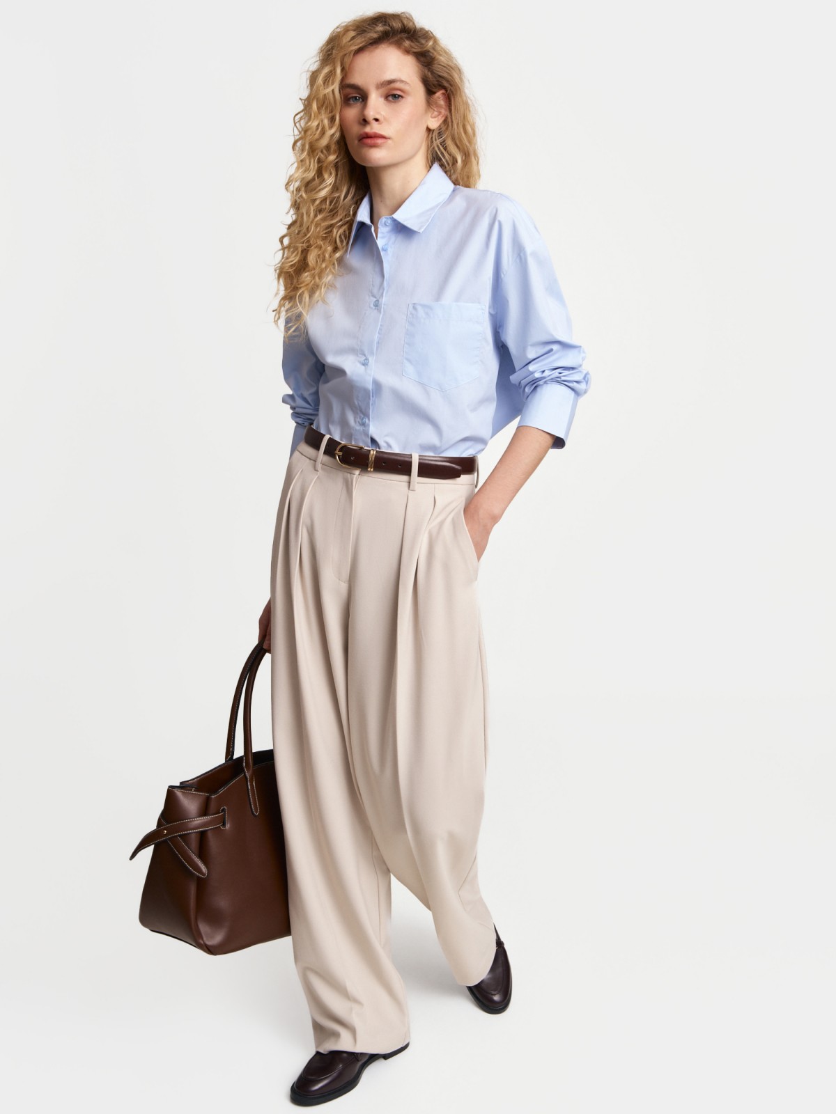 Рубашка оверсайз силуэта из хлопка