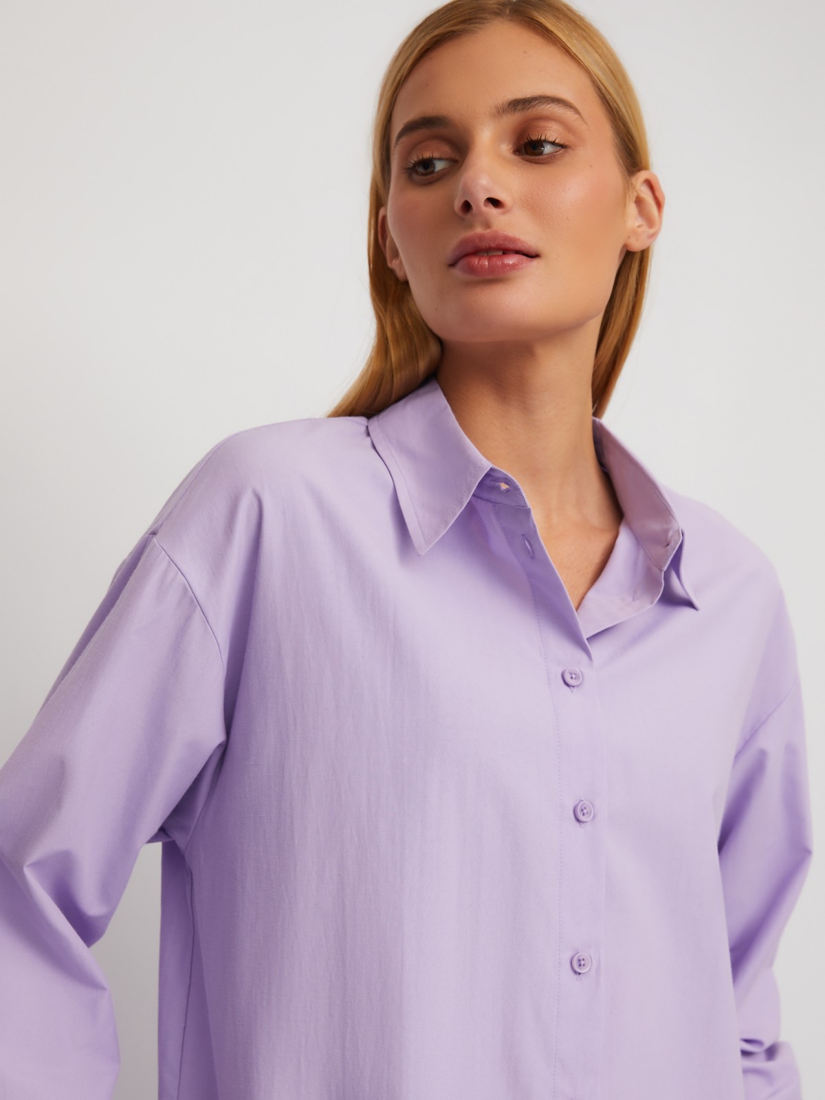 Рубашка свободного силуэта с длинным рукавом zolla 02411117Y553, цвет лиловый, размер XS - фото 4