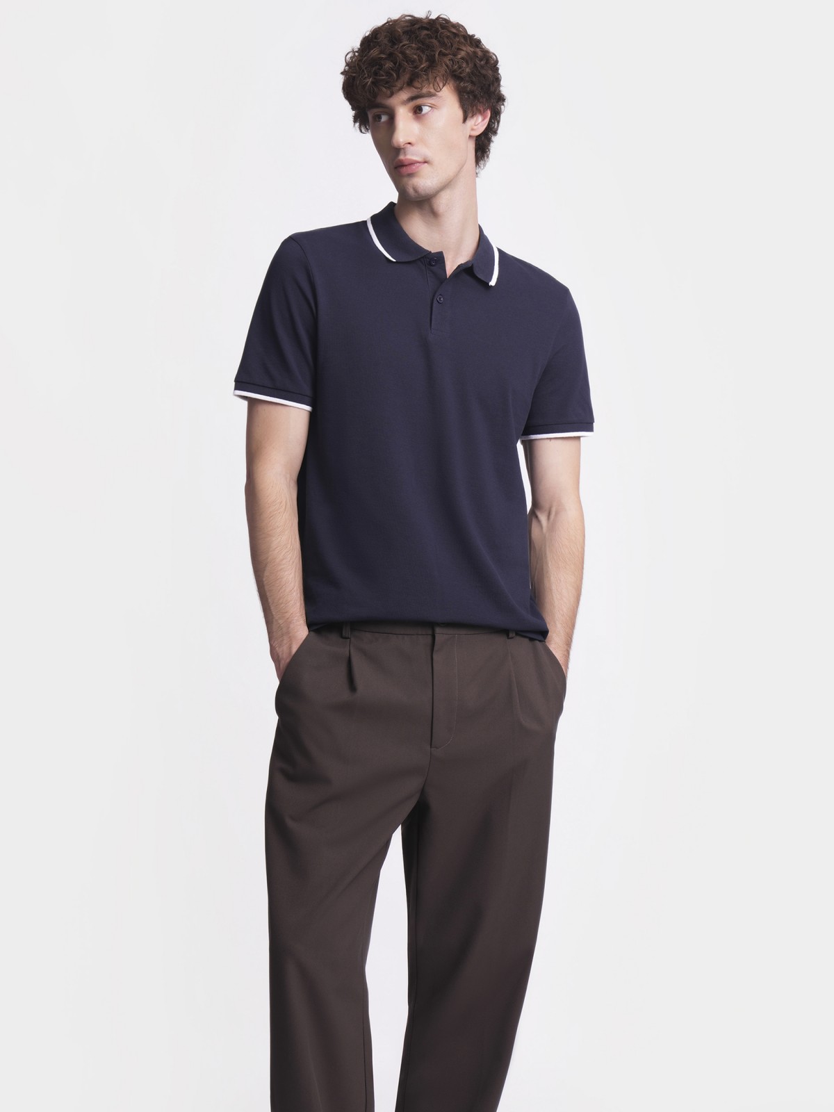 Футболка поло из хлопка однотонная