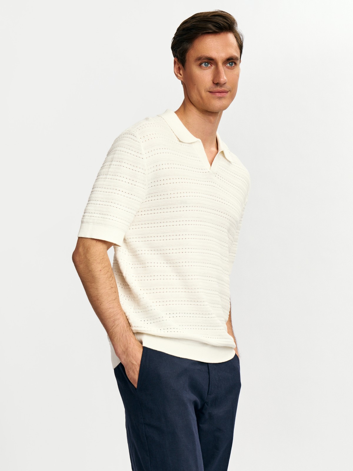 Вязаная футболка поло из хлопка