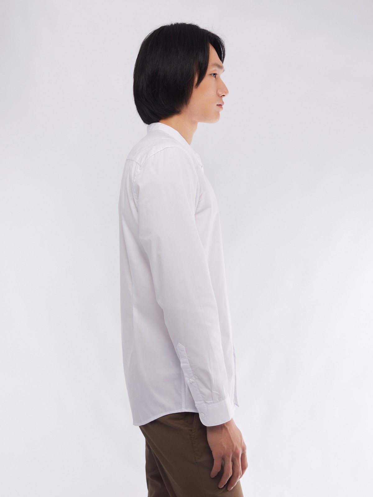 Офисная рубашка с воротником-стойкой и длинным рукавом zolla 01411217W072, цвет белый, размер M - фото 5