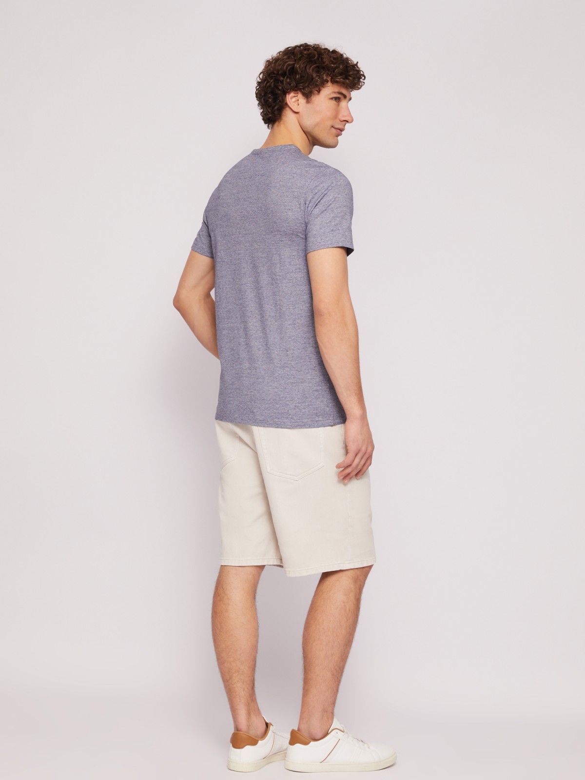 Футболка хенли в полоску с коротким рукавом