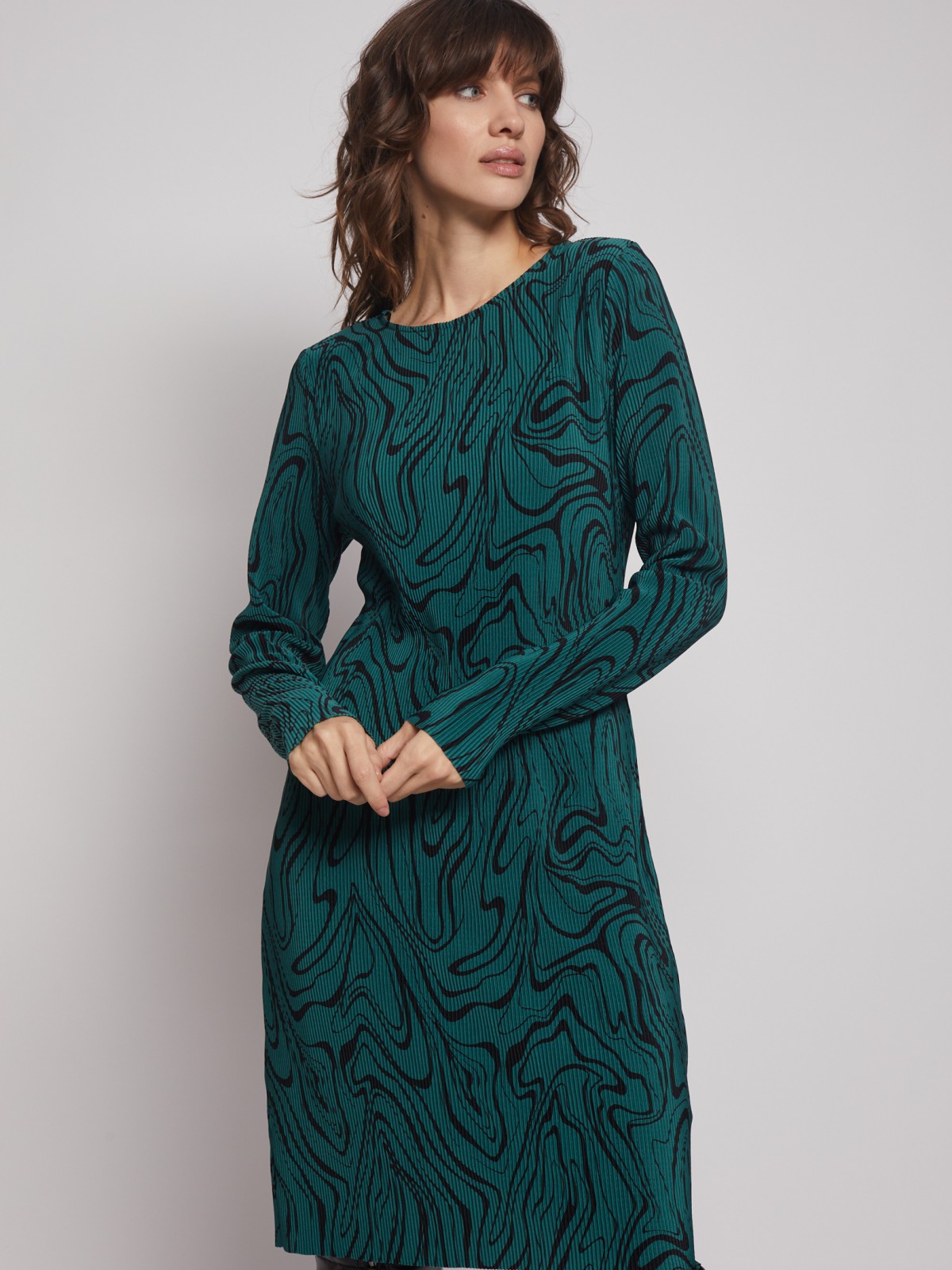 Платье кроеное zolla 023128152091, цвет зеленый, размер XS - фото 4